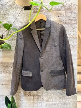 Topman | "Cut & Sew" Two-Tone Colorblock Wool-Blend Gray Blazer - Men's 38